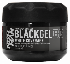 NISHMAN HAIR STYLING BLACK GEL (WHITE COVERAGE) (300 ML)
